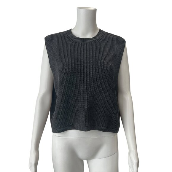 All Saints Black Charcoal The Cropped Tee Knit Vest Sweater size XS - Picture 1 of 8